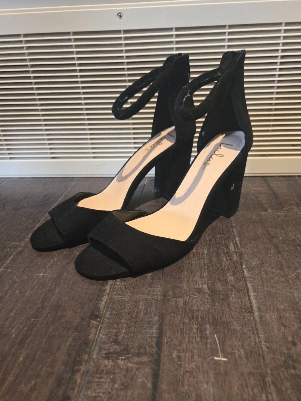 Lulus Taylor Black Suede Ankle Strap Heels | Size 10 | EUC